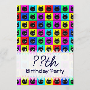 Rainbow Square Cat Pattern Invitation