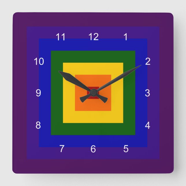 Rainbow Square Square Wall Clock (Front)