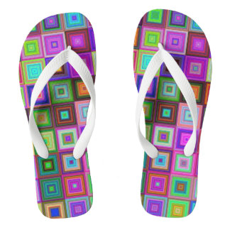rainbow squares adult flip flops
