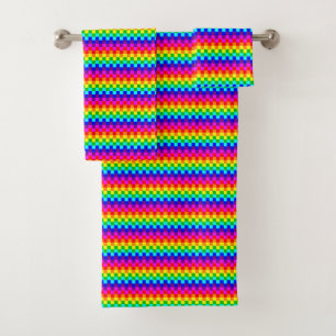 Rainbow squares bath towel set