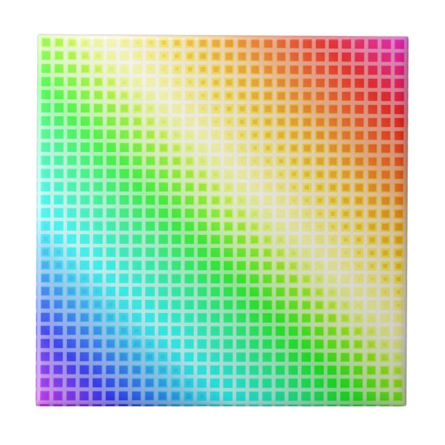 Rainbow Squares Ceramic Tile (Front)