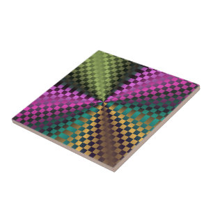 Rainbow Squares Ceramic Tile