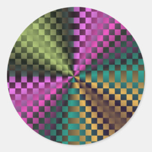 Rainbow Squares Classic Round Sticker
