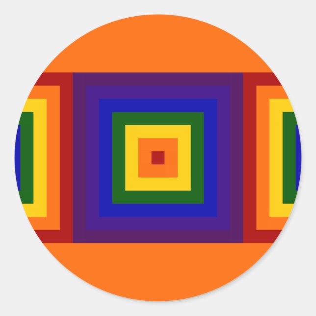 Rainbow Squares Classic Round Sticker (Front)