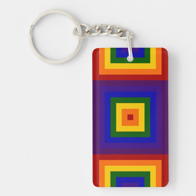 Rainbow Squares keychain (Front)