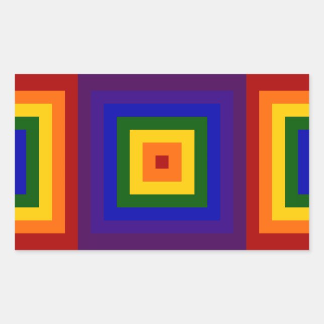 Rainbow Squares Rectangular Sticker (Front)