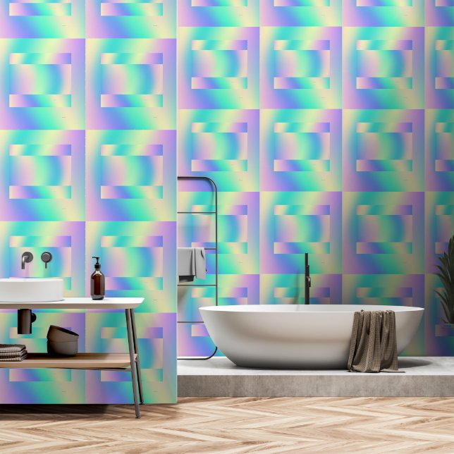 Rainbow Squares Repeat   Wallpaper (Bathroom)