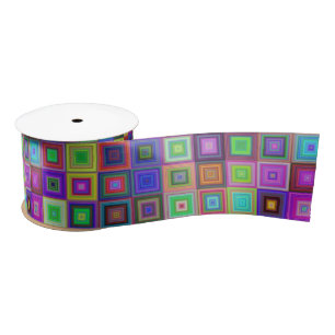 rainbow squares ribbon satin ribbon