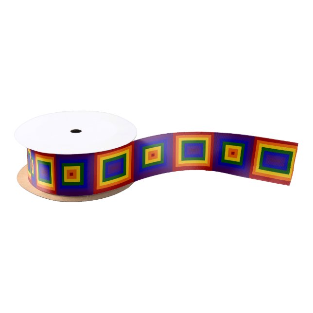 Rainbow Squares Satin Ribbon (Spool)