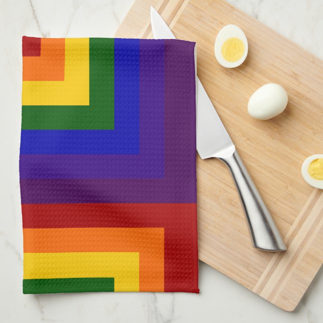 Rainbow Squares Tea Towel (Quarter Fold)