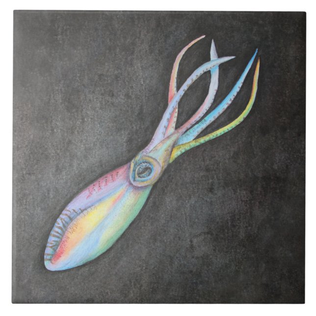 Rainbow Squid Ceramic Tile (Front)