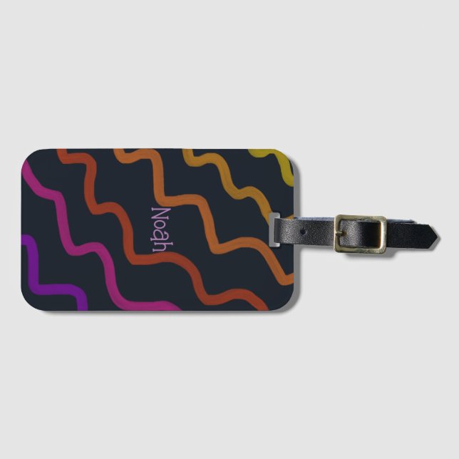 Rainbow Squiggle Luggage Tag (Front Horizontal)