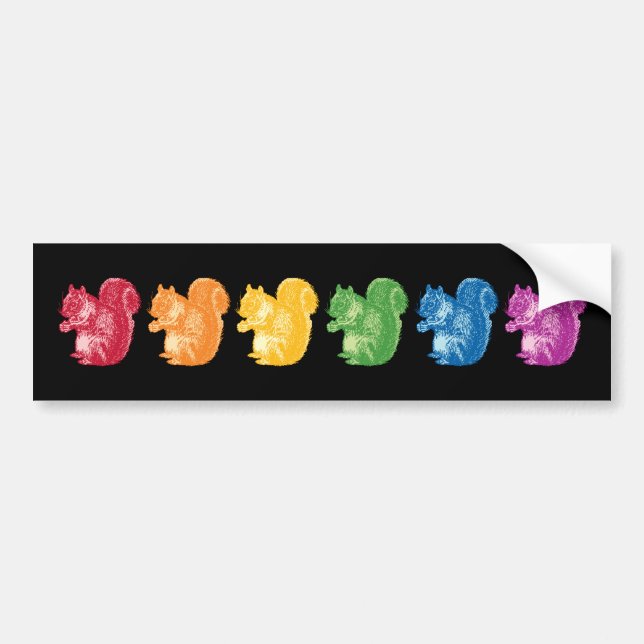 Rainbow Squirrels Bumper Sticker (Front)