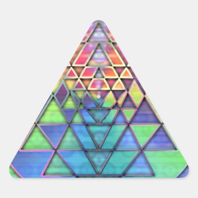 Rainbow Sri Yantra for Love & Wealth Triangle Sticker (Front)