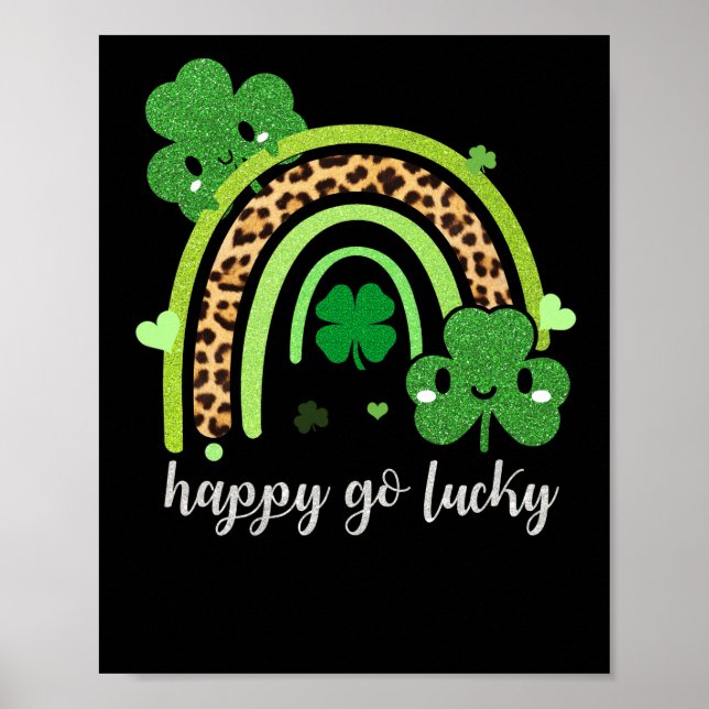 Rainbow St Patricks Day Leopard Print Happy Lucky (Front)