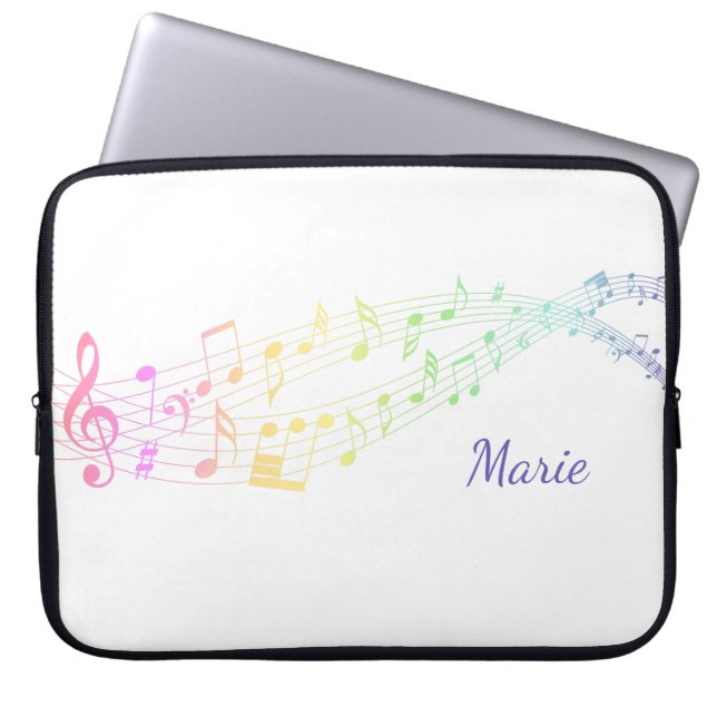 Rainbow Staff Music Note Slim Laptop Sleeve (Front)