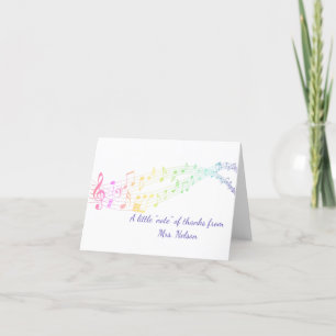 Rainbow Staff Music Note Thank You Card