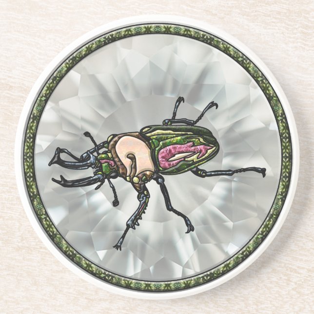Rainbow Stag Beetle Coaster (Front)