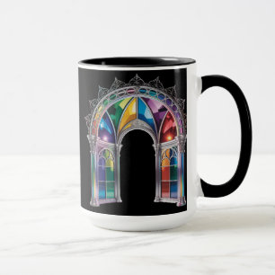 Rainbow Stained Glass Arch — Gothic Cathedral Wind Mug