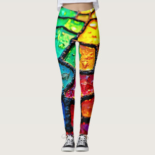 Rainbow Stained Glass Close-Up Art Leggings