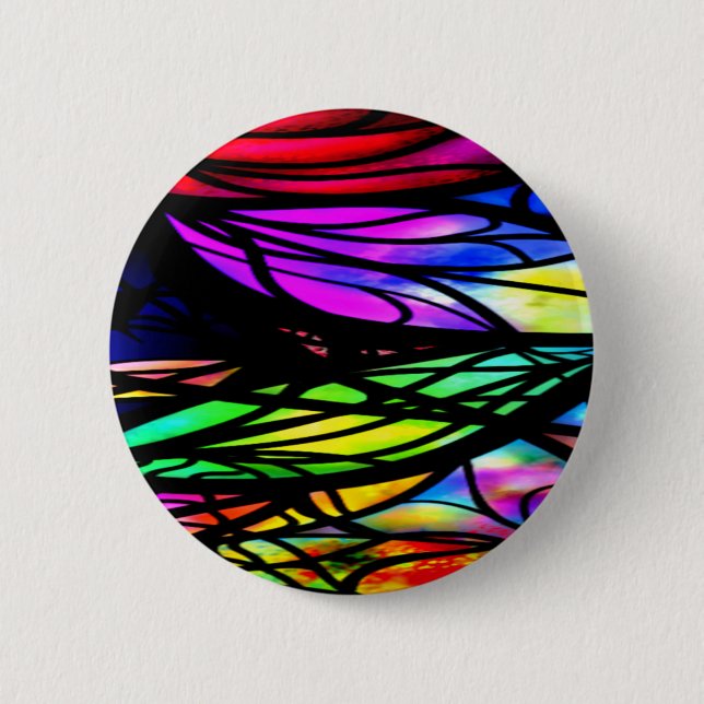 Rainbow Stained Glass Colourful Fancy Fun 6 Cm Round Badge (Front)