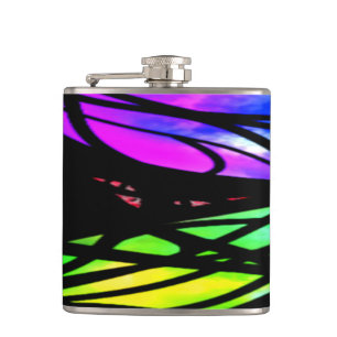 Rainbow Stained Glass Colourful Fancy Fun Hip Flask