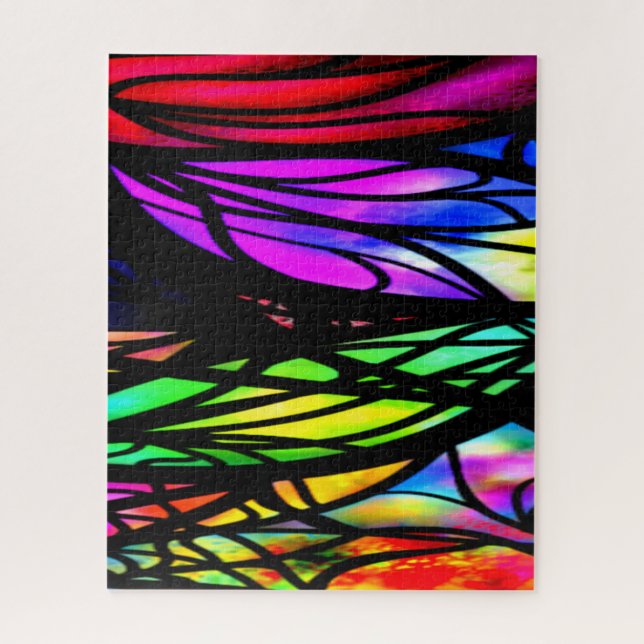 Rainbow Stained Glass Colourful Fancy Fun Jigsaw Puzzle (Vertical)