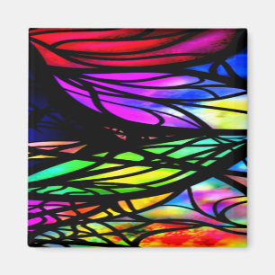Rainbow Stained Glass Colourful Fancy Fun Magnet