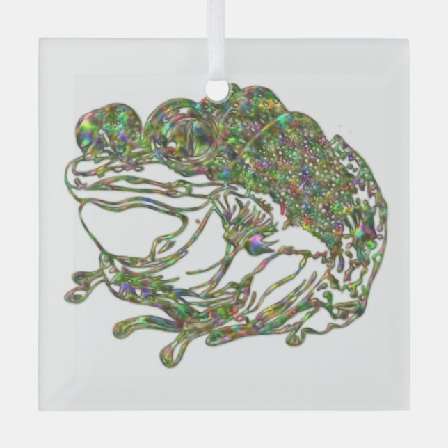 Rainbow Stained Glass Look Frog Art Glass Ornament (Front)