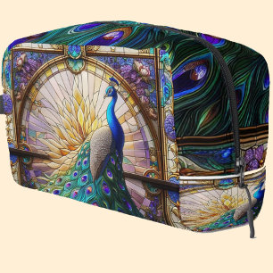 Rainbow Stained Glass Peacock Dopp Kit