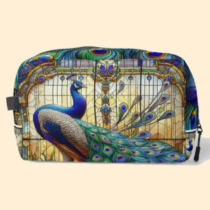 Rainbow Stained Glass Peacock Dopp Kit