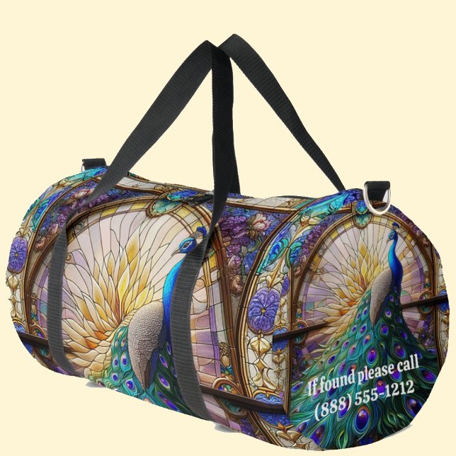 Rainbow Stained Glass Peacock Large Duffel Bag (Creator Uploaded)