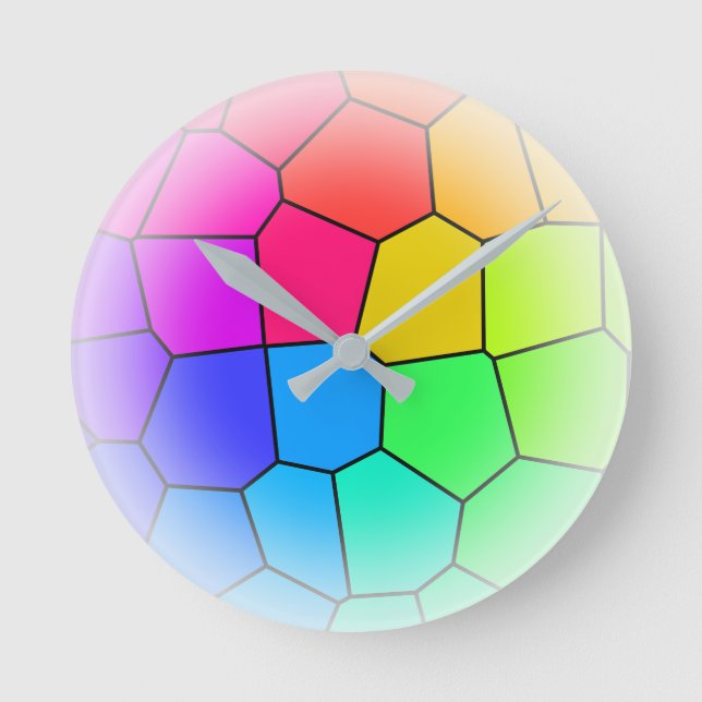 Rainbow Stained Glass Round Clock (Front)