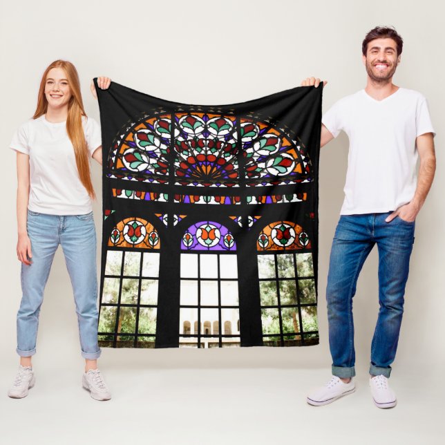 Rainbow Stained Glass Window Fleece Blanket (In Situ)