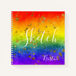 Rainbow Star Abstract Your Name Sketchbook Notebook