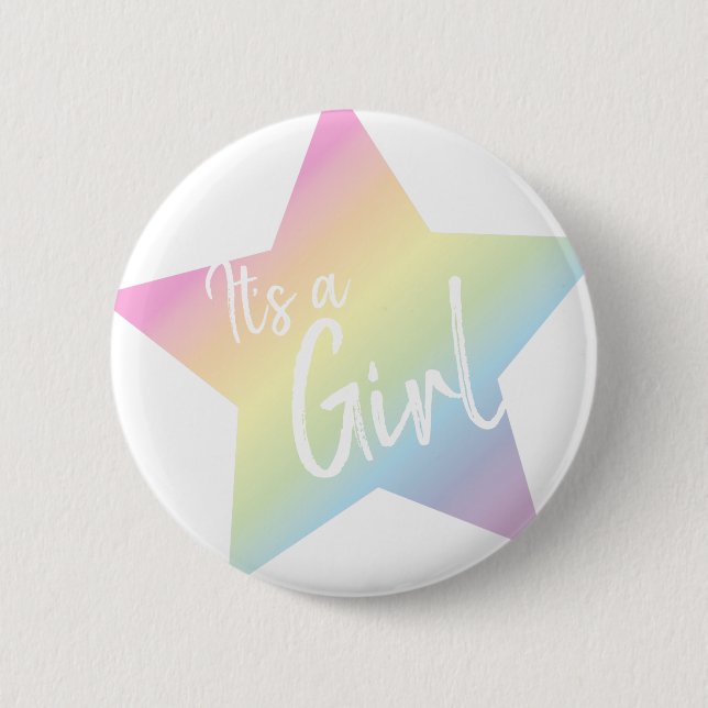 Rainbow Star Baby Shower 6 Cm Round Badge (Front)