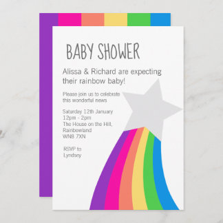 Rainbow Star Baby Shower Invitation