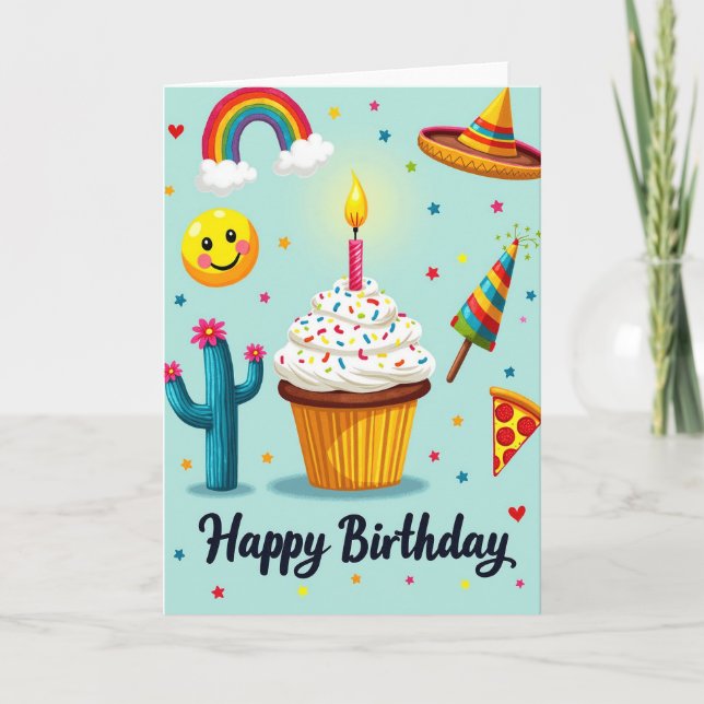 Rainbow Star Birthday Card (Front)