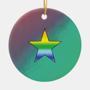 Rainbow Star Ceramic Tree Decoration