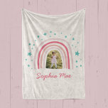Rainbow star girly pink aqua photo elegant modern baby blanket<br><div class="desc">Rainbow star girly pink aqua photo elegant modern minimal birthday,  Christmas,  anniversary or bedroom decor.</div>