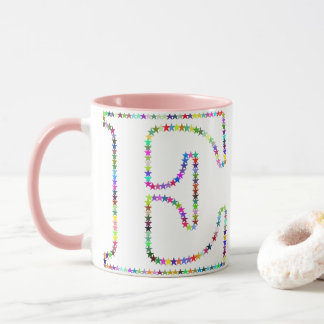 Rainbow Star Letter E Mug