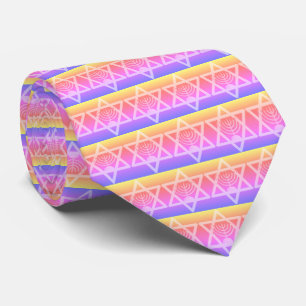 Rainbow Star of David Menorah Tie