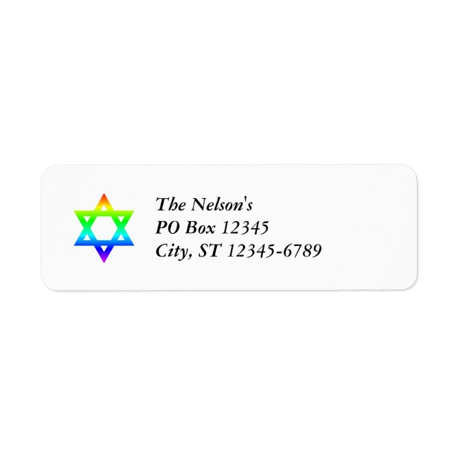 Rainbow Star of David Return Address Label (Front)
