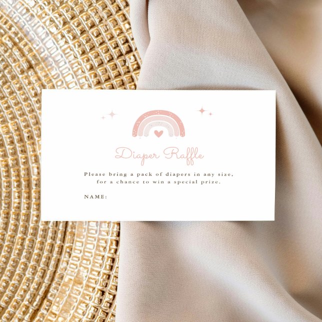 Rainbow Star Pink Boho Baby Shower Diaper Raffle Enclosure Card (Creator Uploaded)