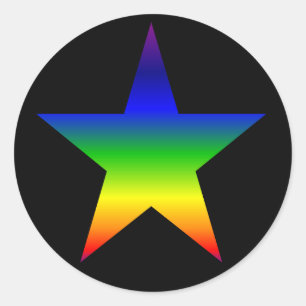 Rainbow star stickers sheet black background