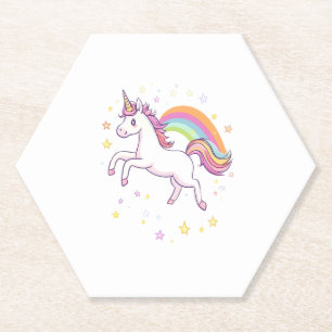 Rainbow Star Unicorn (1) Paper Coaster