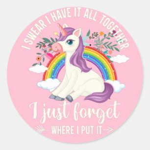 Rainbow Star Unicorn Classic Round Sticker