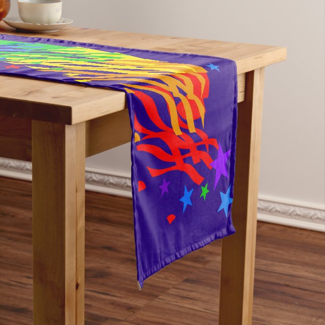 Rainbow Stars and Streamers Long Table Runner (In Situ)