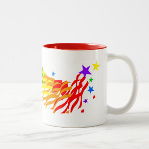 Rainbow Stars and Streamers Two-Tone Coffee Mug