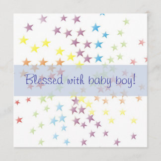Rainbow Stars Baby Boy Birth Announcement